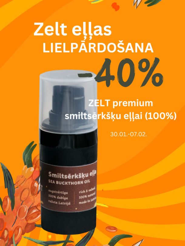 ZELT Premium smiltsērkšķu eļļa/LIELPĀRDOŠANA! -40% līdz 07.02.25. vai līdz izpārdošanai!