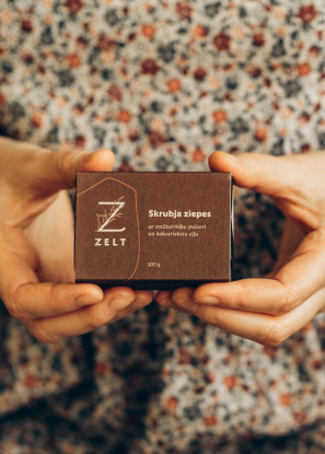 Scrub soap with sea buckthorn powder and coconut oil